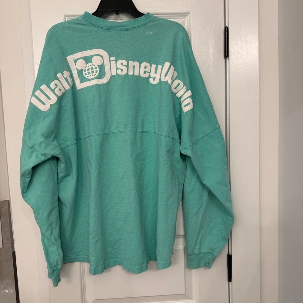 Walt Disney World Spirit Jersey Spell-Out Teal Blue Long Sleeve Adult XXL